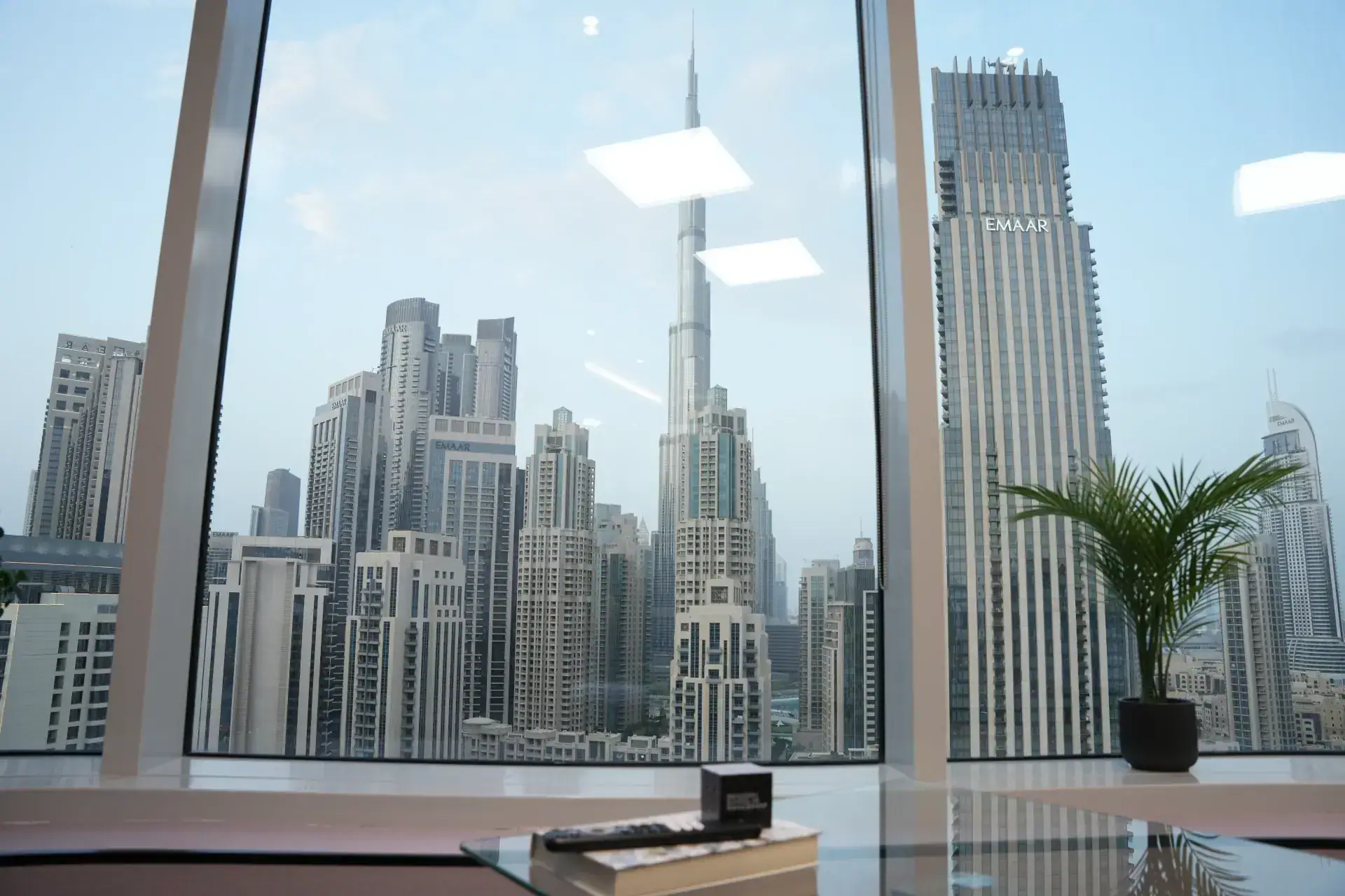 The Burj Khalifa from a private office on the 20th floor of Prime Tower