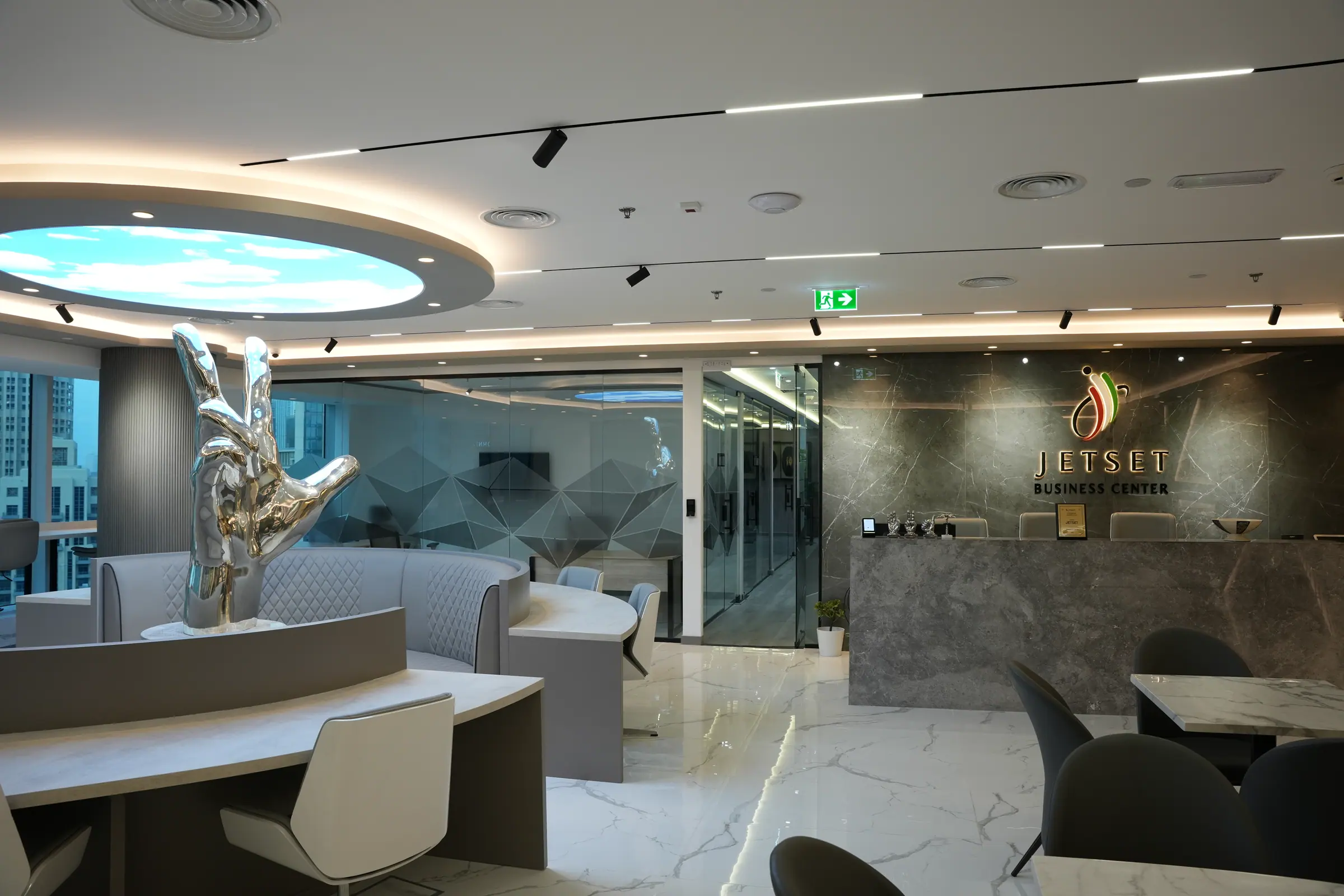 The reception lounge on the 20th floor