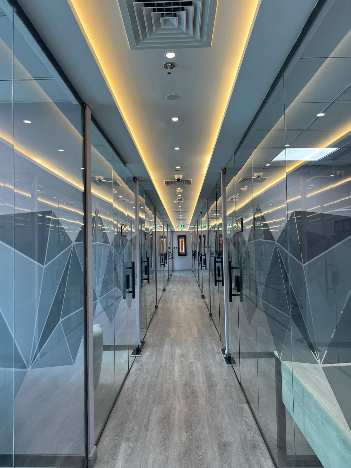 Workspace hallway with premium finishes